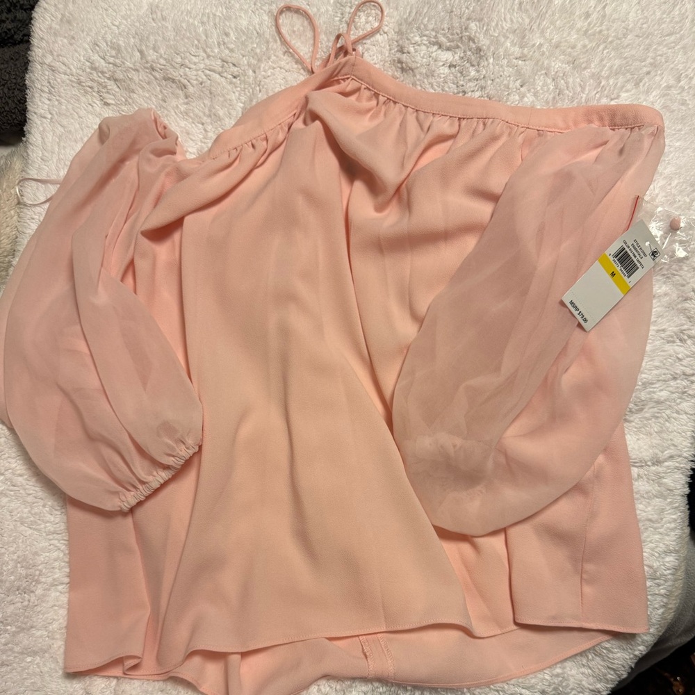 🤩HP🤩NWT LAST DAY to buy 1.STATE Blush Pink halter off shoulder blouse - sz M - Picture 3 of 9